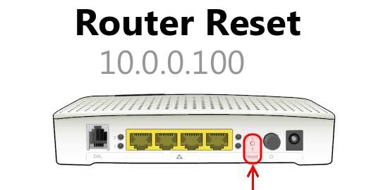 10.0.0.100 router reset