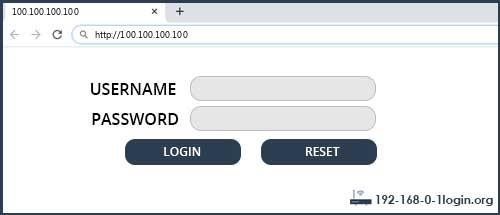 100.100.100.100 default username password