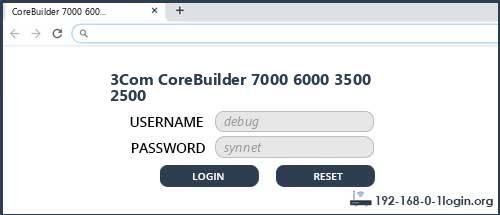 3Com CoreBuilder 7000 6000 3500 2500 router default login