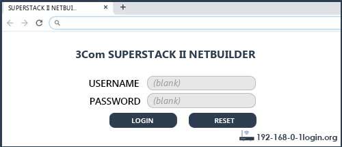 3Com SUPERSTACK II NETBUILDER router default login