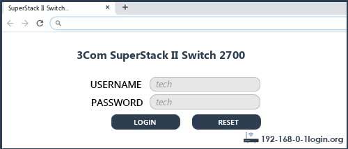 3Com SuperStack II Switch 2700 router default login