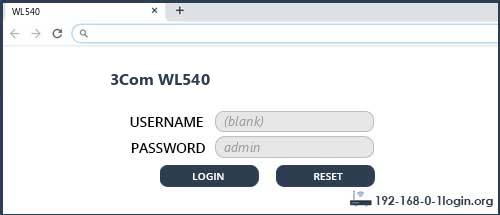 3Com WL540 router default login