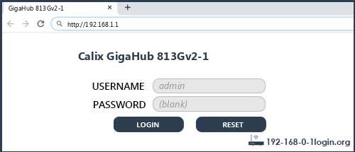 Calix GigaHub 813Gv2-1 router default login