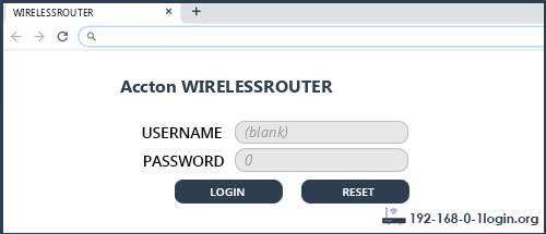 Accton WIRELESSROUTER router default login