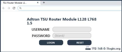 Adtran TSU Router Module L128 L768 1.5 router default login