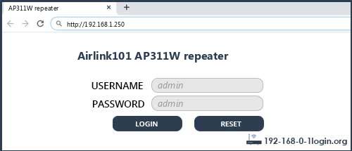 Airlink101 AP311W repeater router default login