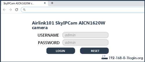 Airlink101 SkyIPCam AICN1620W camera router default login