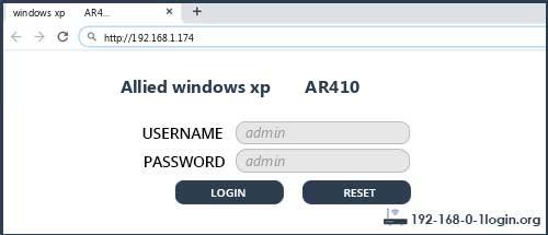 Allied windows xp       AR410 router default login