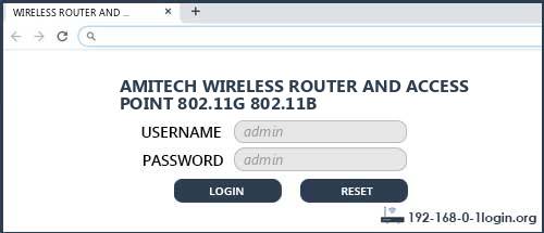 AMITECH WIRELESS ROUTER AND ACCESS POINT 802.11G 802.11B router default login