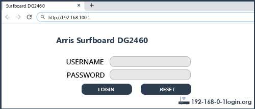 Arris Surfboard DG2460 router default login