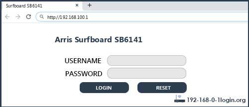 Arris Surfboard SB6141 router default login