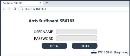 Arris Surfboard SB6183 router default login