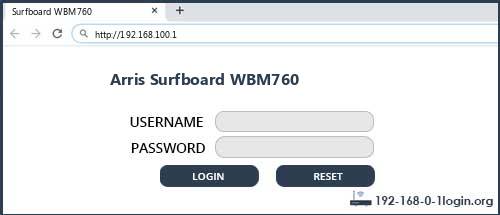 Arris Surfboard WBM760 router default login