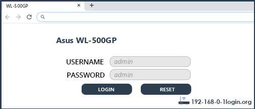 Asus WL-500GP router default login