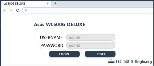 Asus WL500G DELUXE router default login