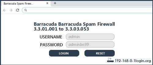 Barracuda Barracuda Spam Firewall 3.3.01.001 to 3.3.03.053 router default login