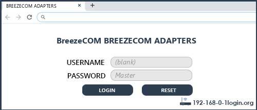 BreezeCOM BREEZECOM ADAPTERS router default login