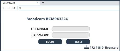 Broadcom BCM943224 router default login