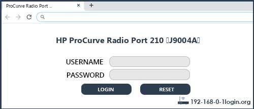 HP ProCurve Radio Port 210 (J9004A) router default login