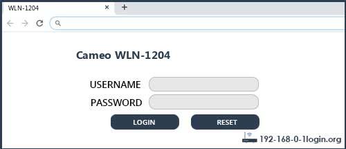Cameo WLN-1204 router default login