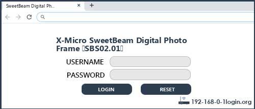 X-Micro SweetBeam Digital Photo Frame (SBS02.01) router default login