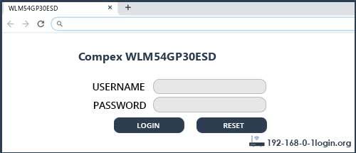 Compex WLM54GP30ESD router default login