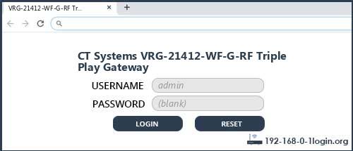 CT Systems VRG-21412-WF-G-RF Triple Play Gateway router default login