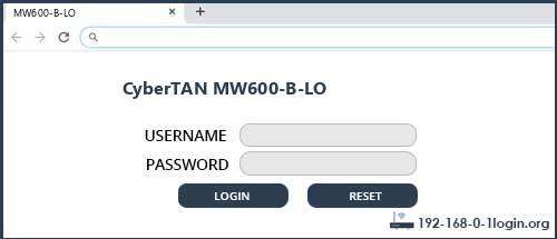 CyberTAN MW600-B-LO router default login