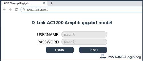 D-Link AC1200 Amplifi gigabit model router default login