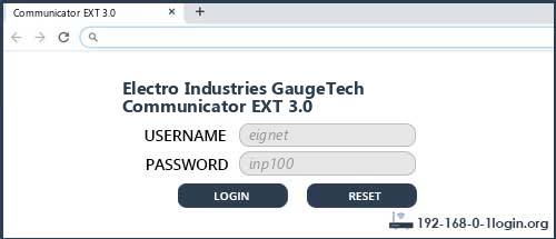 Electro Industries GaugeTech Communicator EXT 3.0 router default login