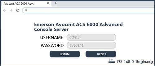 Emerson Avocent ACS 6000 Advanced Console Server router default login