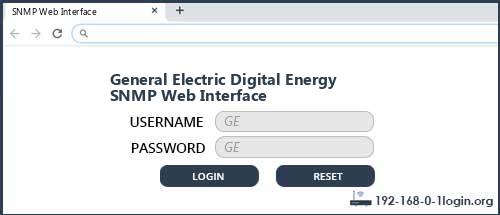 General Electric Digital Energy SNMP Web Interface router default login
