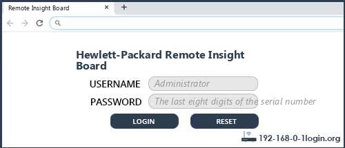 Hewlett-Packard Remote Insight Board router default login