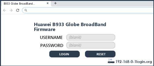 Huawei B933 Globe BroadBand Firmware router default login