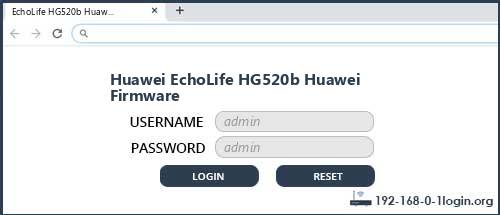 Huawei EchoLife HG520b Huawei Firmware router default login