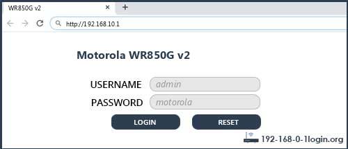 Motorola WR850G v2 router default login