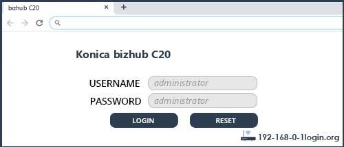Konica bizhub C20 router default login