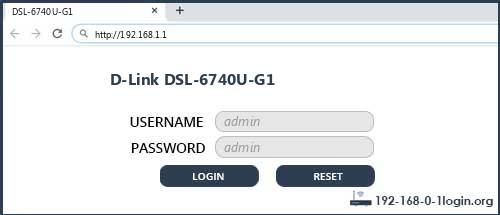 D-Link DSL-6740U-G1 router default login