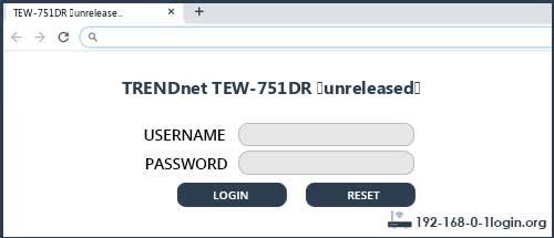 TRENDnet TEW-751DR (unreleased) router default login