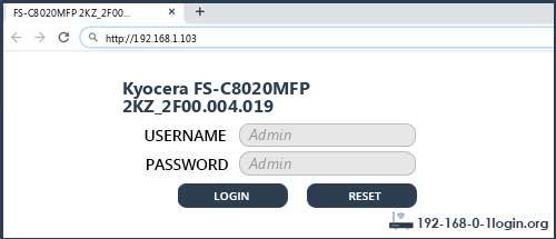 Kyocera FS-C8020MFP 2KZ_2F00.004.019 router default login