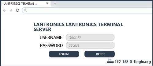 LANTRONICS LANTRONICS TERMINAL SERVER router default login