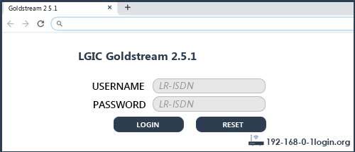 LGIC Goldstream 2.5.1 router default login