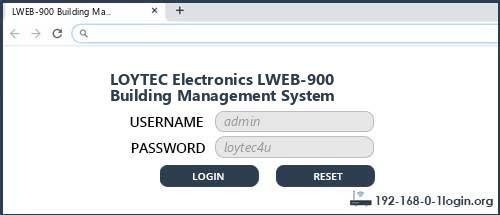 LOYTEC Electronics LWEB-900 Building Management System router default login