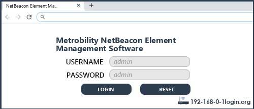 Metrobility NetBeacon Element Management Software router default login