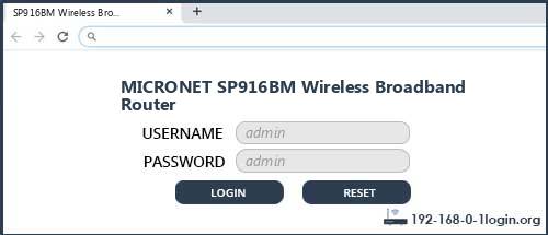 MICRONET SP916BM Wireless Broadband Router router default login