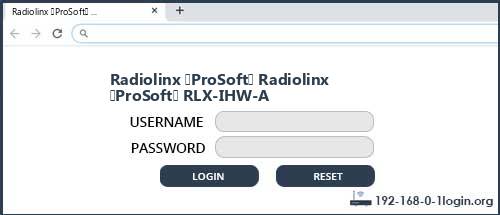 Radiolinx (ProSoft) Radiolinx (ProSoft) RLX-IHW-A router default login