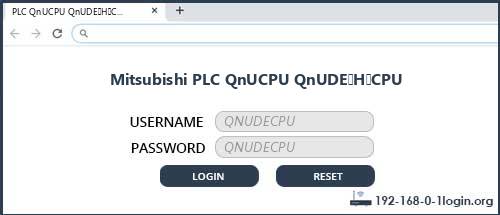 Mitsubishi PLC QnUCPU QnUDE(H)CPU router default login