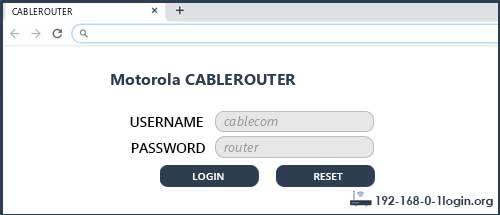 Motorola CABLEROUTER router default login