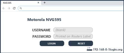 Motorola NVG595 router default login