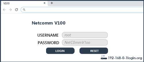 Netcomm V100 router default login